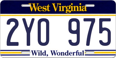 WV license plate 2YO975