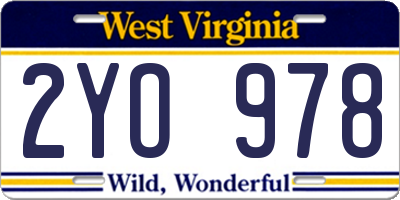 WV license plate 2YO978