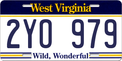 WV license plate 2YO979