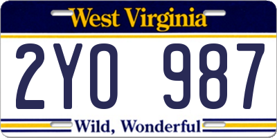 WV license plate 2YO987