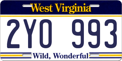 WV license plate 2YO993
