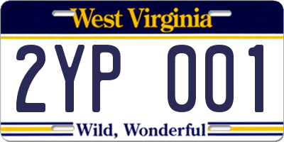 WV license plate 2YP001