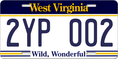 WV license plate 2YP002