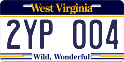 WV license plate 2YP004