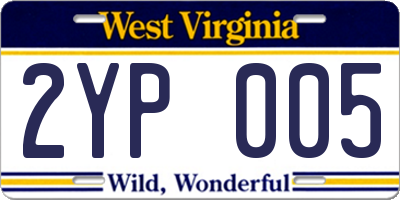 WV license plate 2YP005