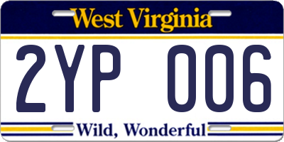 WV license plate 2YP006