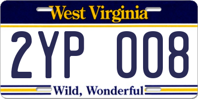 WV license plate 2YP008