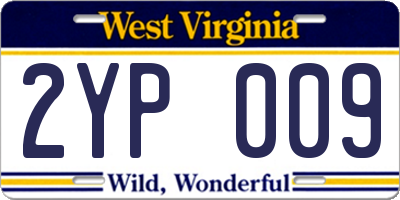 WV license plate 2YP009