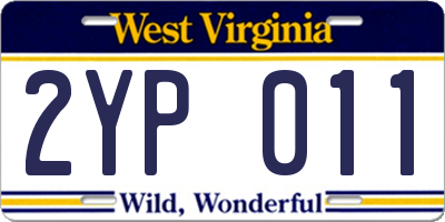 WV license plate 2YP011