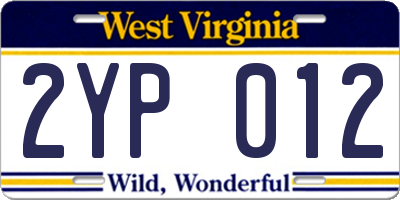 WV license plate 2YP012