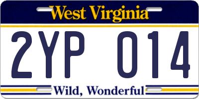 WV license plate 2YP014