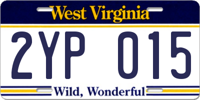 WV license plate 2YP015