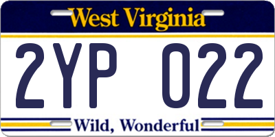 WV license plate 2YP022