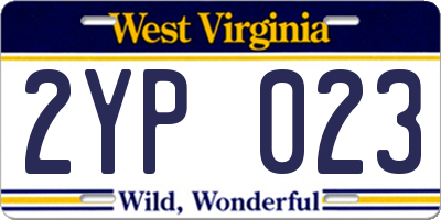 WV license plate 2YP023