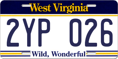 WV license plate 2YP026