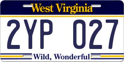 WV license plate 2YP027