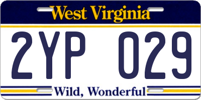 WV license plate 2YP029