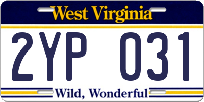 WV license plate 2YP031