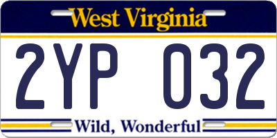 WV license plate 2YP032