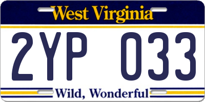 WV license plate 2YP033