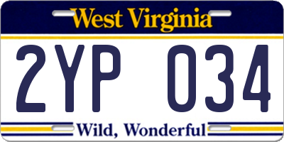 WV license plate 2YP034