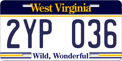 WV license plate 2YP036