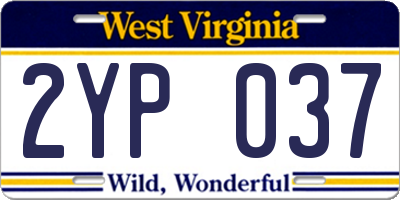 WV license plate 2YP037