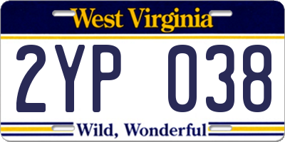 WV license plate 2YP038