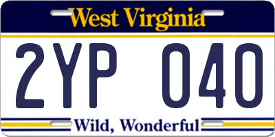 WV license plate 2YP040