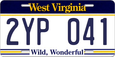 WV license plate 2YP041
