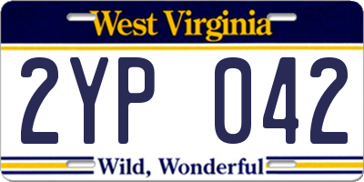 WV license plate 2YP042