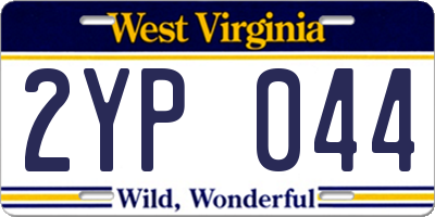 WV license plate 2YP044