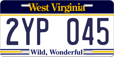 WV license plate 2YP045