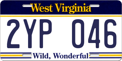 WV license plate 2YP046