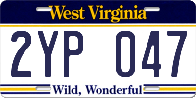 WV license plate 2YP047