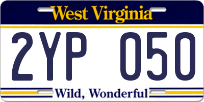 WV license plate 2YP050