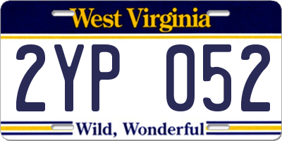 WV license plate 2YP052