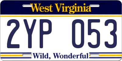WV license plate 2YP053