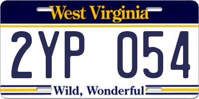 WV license plate 2YP054