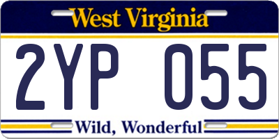 WV license plate 2YP055