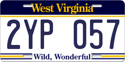 WV license plate 2YP057