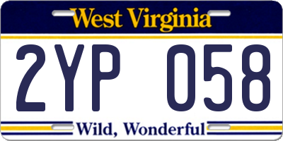 WV license plate 2YP058