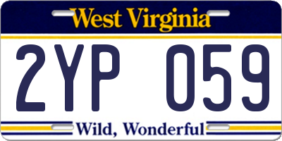 WV license plate 2YP059