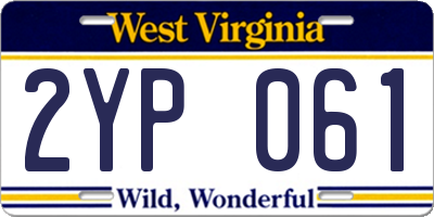 WV license plate 2YP061