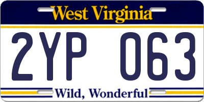 WV license plate 2YP063