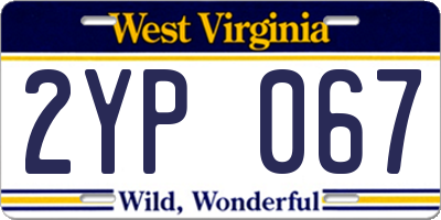WV license plate 2YP067