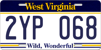 WV license plate 2YP068