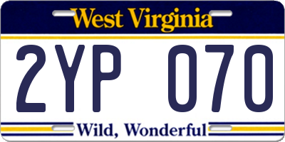 WV license plate 2YP070