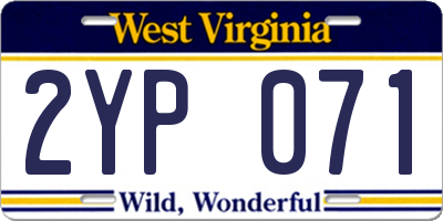 WV license plate 2YP071
