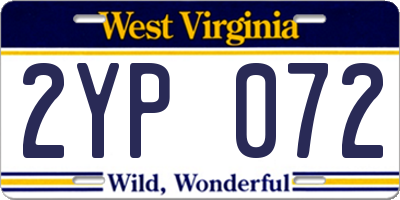 WV license plate 2YP072